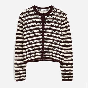 Madewell Sand Striped Crochet Sweater